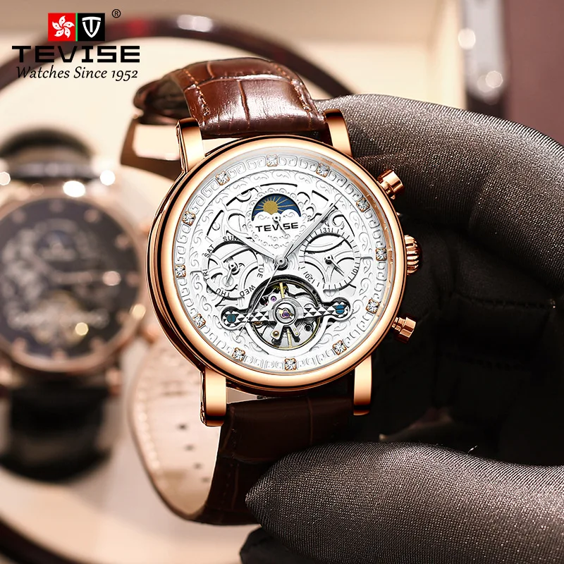 Diamond studded day and night Star Tourbillon business watch leisure calendar mechanical watch