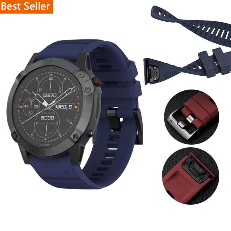 

Ремешок силиконовый кожаный для смарт-часов Garmin Fenix 6/7/5 Plus/Quatix 5/6, 22 мм