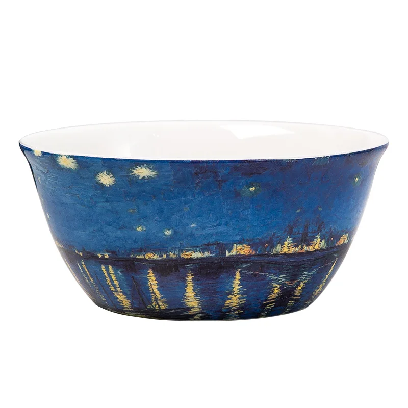 

Van Gogh Oil Painting Household Noodle Bowl Ceramic Ramen Bowl European Style Kitchen Tableware Soup Bowl Microwave Oven Bakware