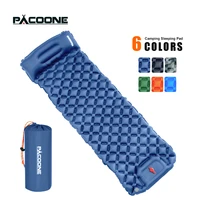 pacoone outdoor camping sleeping pad inflatable mattress with pillows ultralight air mat built in inflator pump travel hiking