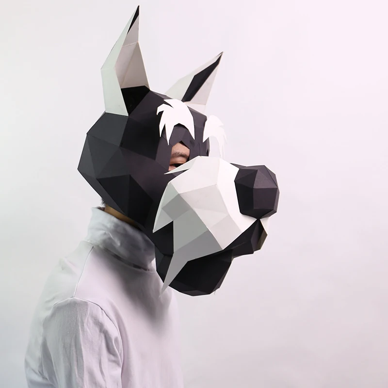 

3D Бумажная форма, маска на голову для собак, головной убор, модель животного, реквизит для косплея на Хэллоуин, для женщин и мужчин, маски для ...