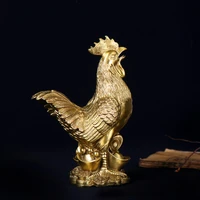 brass rooster cock figurine chinese lucky feng shui ornament decorative animal statue for office home living room desk decor