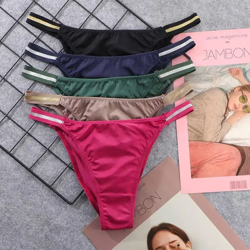 Женские сексуальные шелковистые трусики тонкие стринги нижнее белье из ледяного