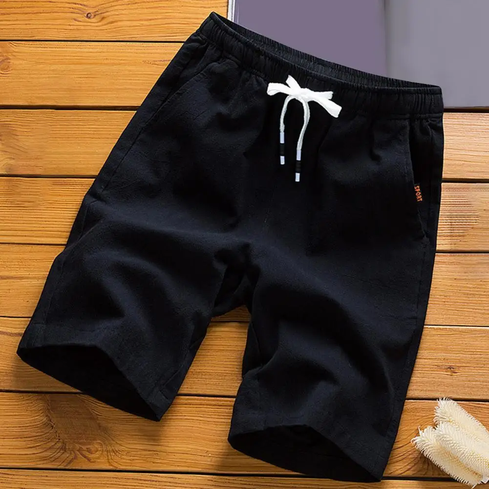 

Trendy Elastic Waist Knee Length Pants Beach Shorts Thin All Match