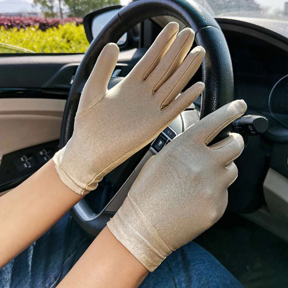 

2022 Fashion Thin Sun Protection Gloves Men Women Fashion Black White Etiquette Dance Gloves Elastic Cycling Driving Glove