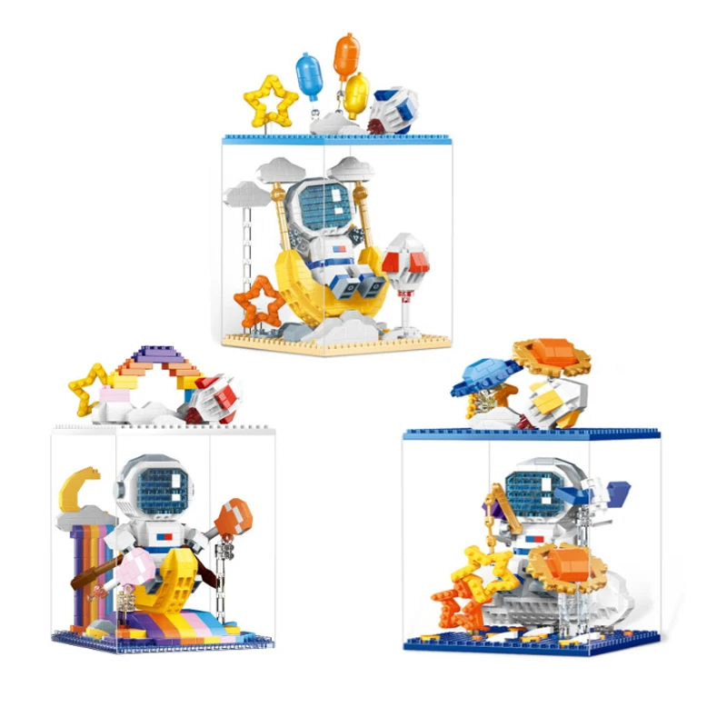 

Astronaut Micro Building Blocks 3D Model Assembled Swing Moon Spaceman mini Bricks Figure Toy Kid Gifts With Display Box