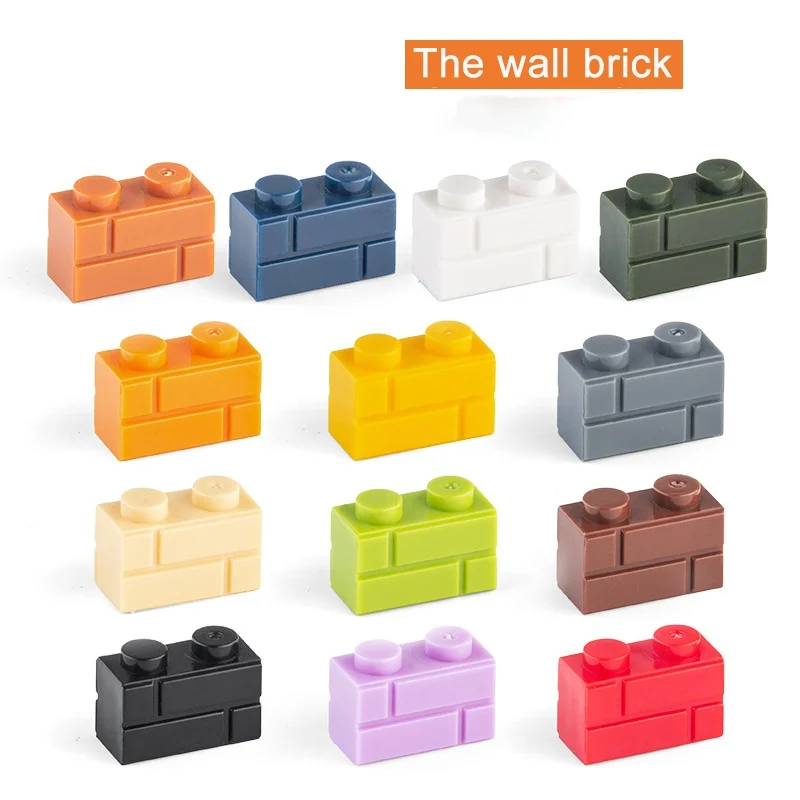 

1x2 Moc The wall Brick 60pcs Mix Color DIY Classic Education Slope Building Blocks Compatible with Assembles Particles