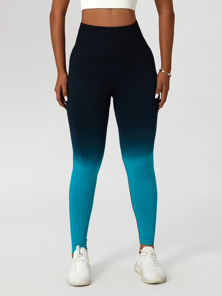 

SALSPOR Women's Shark Pants Gradual Change Seamless Yoga Pants Peach Hip Lifting Sports Tights High Waist Running Fitness Pants