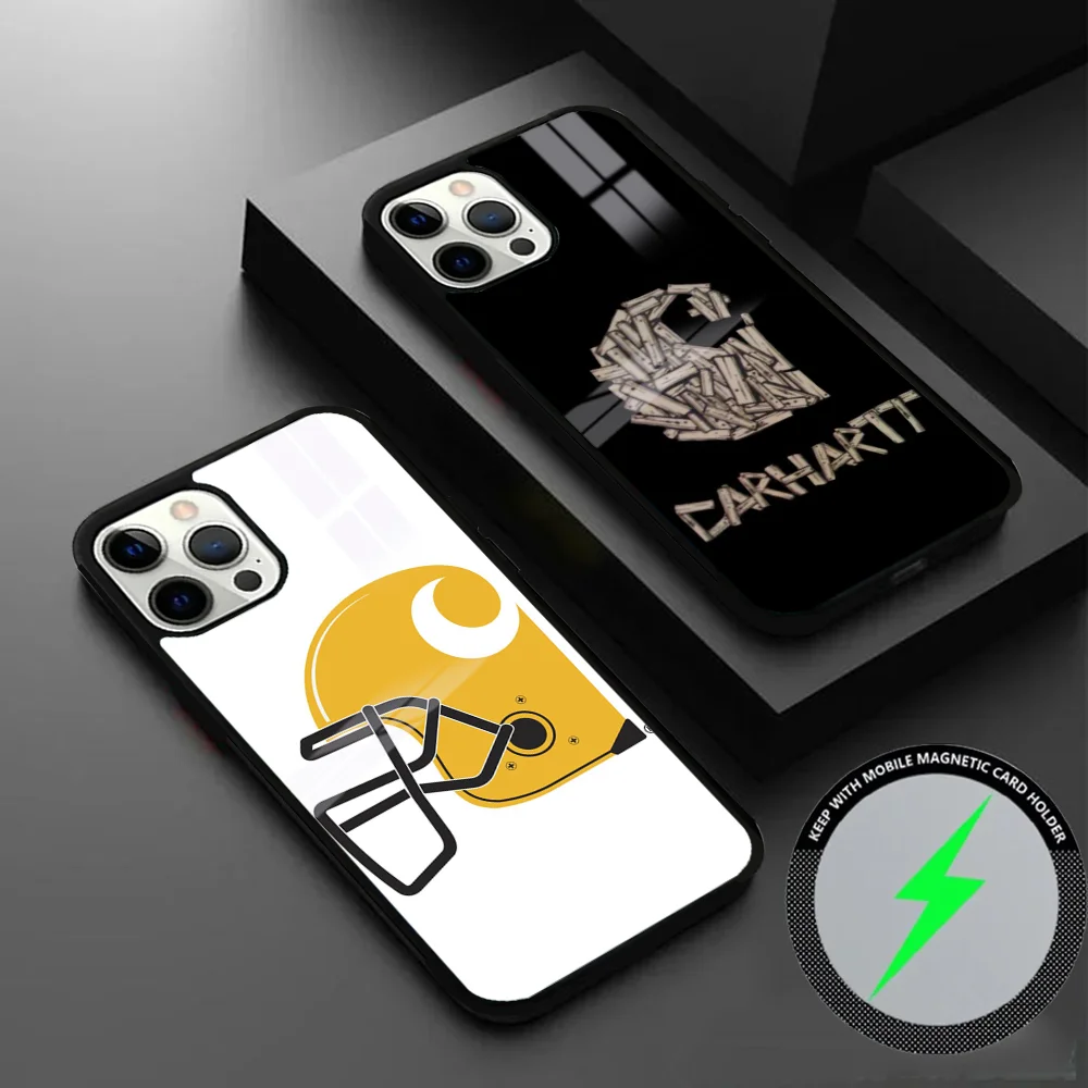 Чехол для телефона C-Carhartt-T IPhone 16 15 14 13 12 11 Pro Max Plus Mini Magsafe Mirror беспроводной магнитный