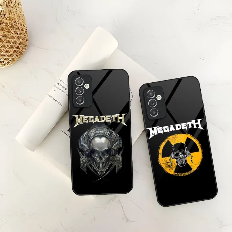 

Чехол M-Megadeth с логотипом для Samsung S23 S30 S21 S20 S22 S9 S8 S10E Note 20 10 Pro Ultra Plus, стеклянный дизайнерский чехол