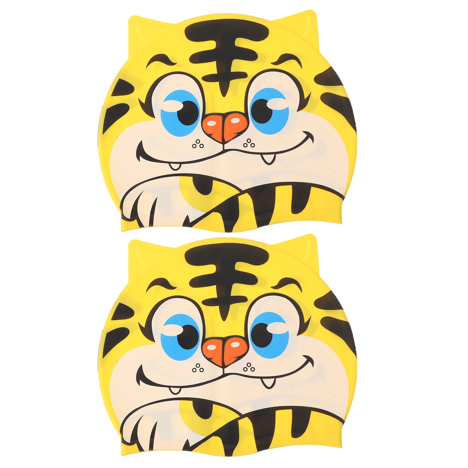 

2pcs Kids Tiger Shaped Silicone Swimming Hat Children Swimming Bathing Hat