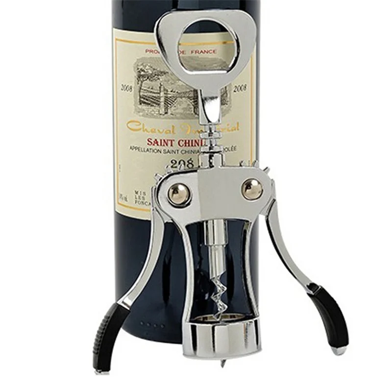 

Professional Zinc Alloy Wine Bottle Opener Handle Pressure Corkscrew Red Wine Opener Kitchen Accessory Bar Tool