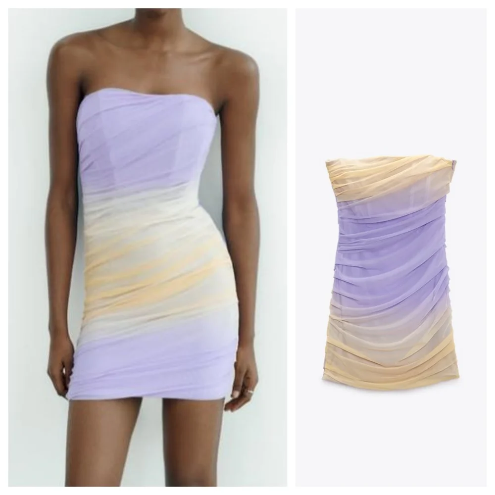 

TAOP&ZA 2023 Summer New Women's Pleated Slim Tulle Tube Top Dress 8342/355 8342355