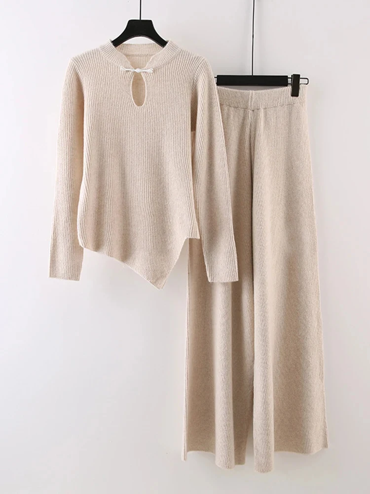 Женский Асимметричный свитер в китайском стиле с воротником-стойкой и широкими