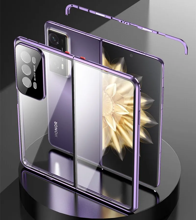 Бампер с металлическим каркасом из сплава магнитный флип-чехол для Honor Magic V2