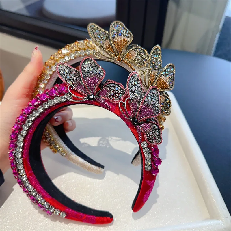 

Women Hairbands 2023 Exaggerated three-dimensional butterfly light luxury water diamond Headbands