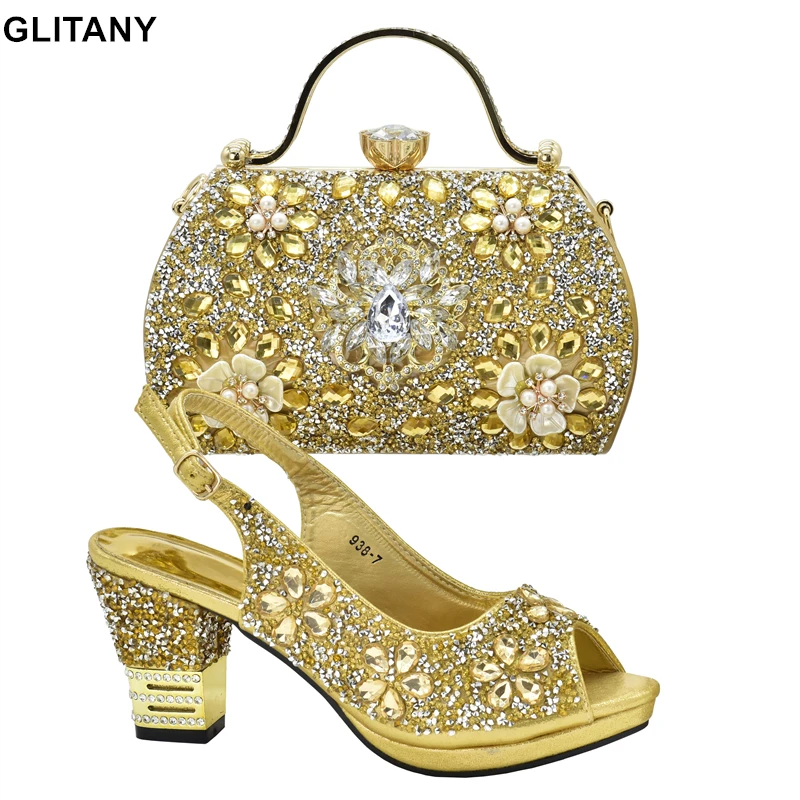 

New Arrival Nigerian Shoes and Matching Bags Sales In Women Matching Shoes and Bag Set for Party Wedding Shoes for Women Bride