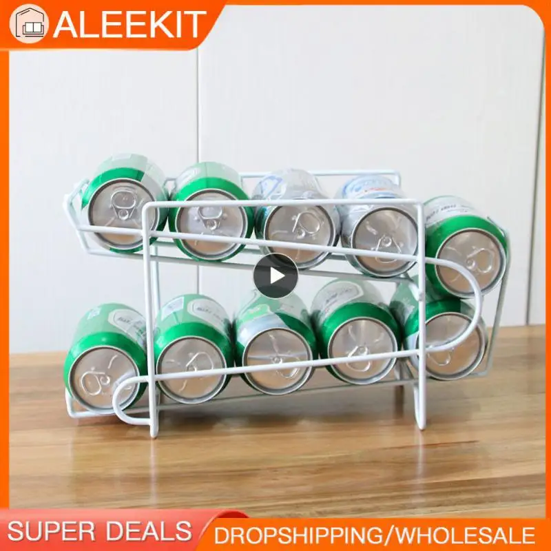 

Fridge Organizer Beverage Cans Beer Storage Rack Double-Layer Aluminum Alloy Save Space Shelf Refrigerator Storage Holder