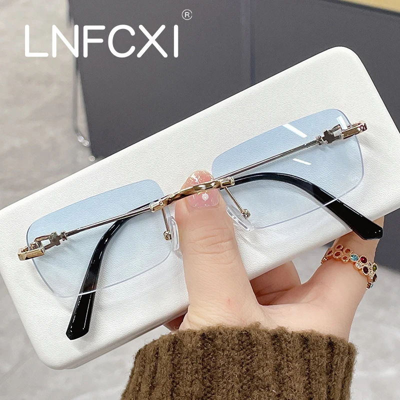 

LNFCX Vintage Rectangle Sunglasses Luxury Gradient Eyewear Unisex Fashion Brand Designer Sun Glasses UV400 Protection Eyeglasses