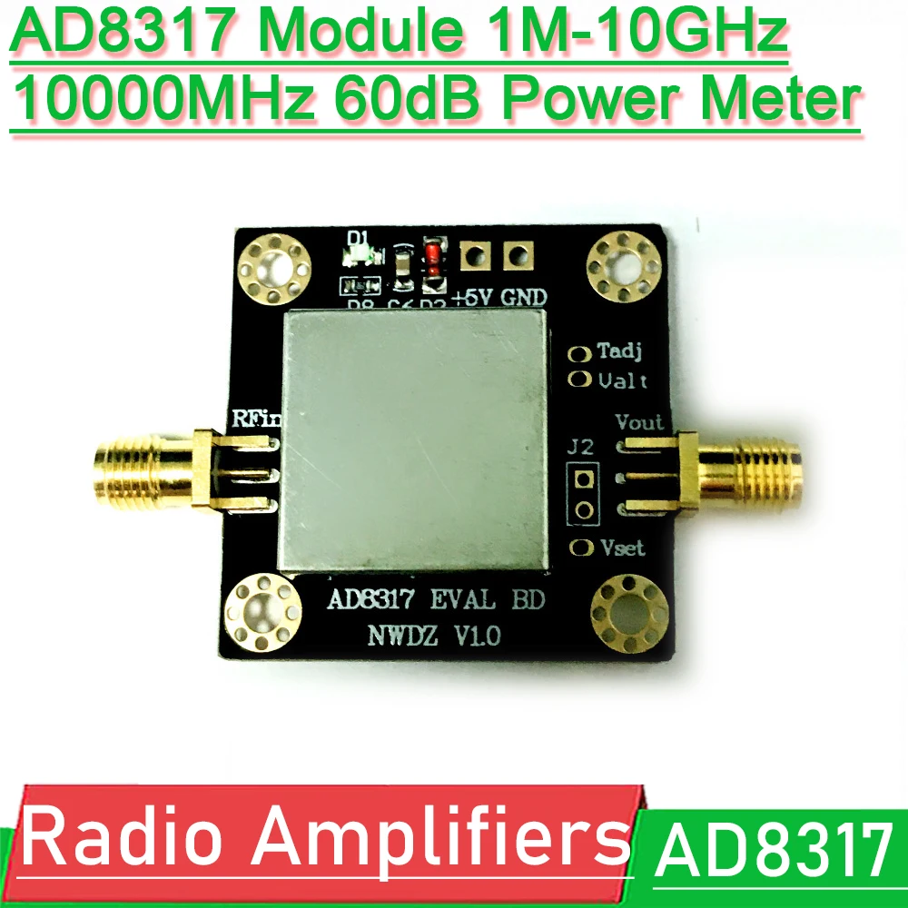 

DYKBmetered AD8317 Module 1M-10GHz 10000MHz 60dB Power Meter Logarithmic Detector Dynamic for Ham Radio Amplifiers