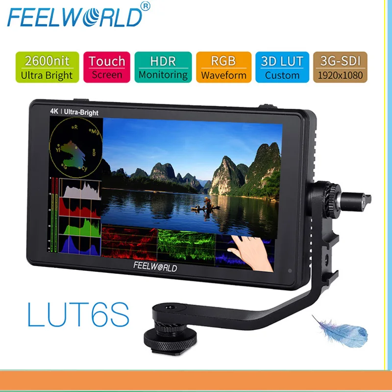 Сенсорный экран FEELWORLD LUT6S 3D LUT для камеры монитор цифровой зеркальной с функцией HDR