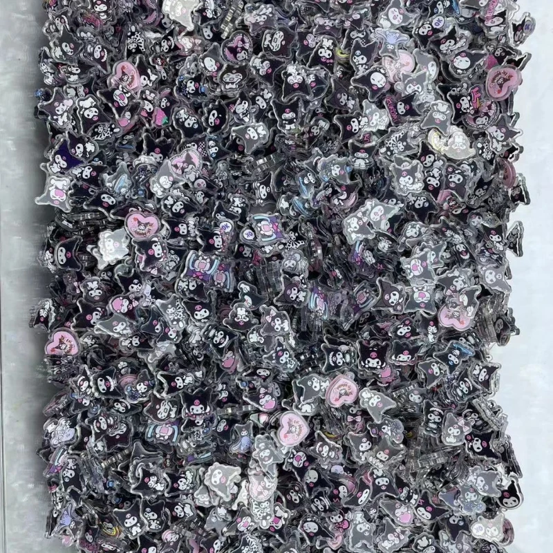 

100Pcs/set Anime Sanrio Kawaii Kuromi Patch Keychain Hair Rope Fridge Magnet Phone Case DIY Accessories Acrylic Sheet Cute gift