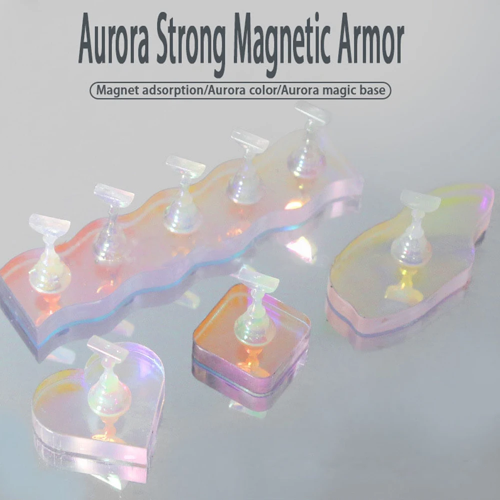

Nail Holder Practice Display Stand Aurora color Acrylic Crystal Magnetic Showing Shelf Nail Art Tool Nail Polish Display Stand