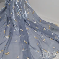 fresh cute flower floral embroidered glitter chiffon satin fashion ancient style han chinese clothing cloth fabric