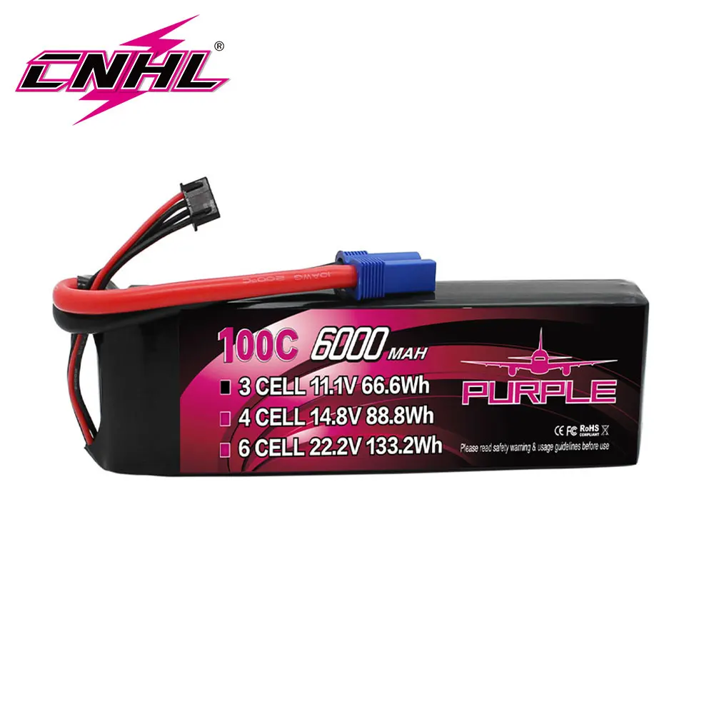 CNHL Purple 3S 11.1V 6000mAh 100C Lipo EC5