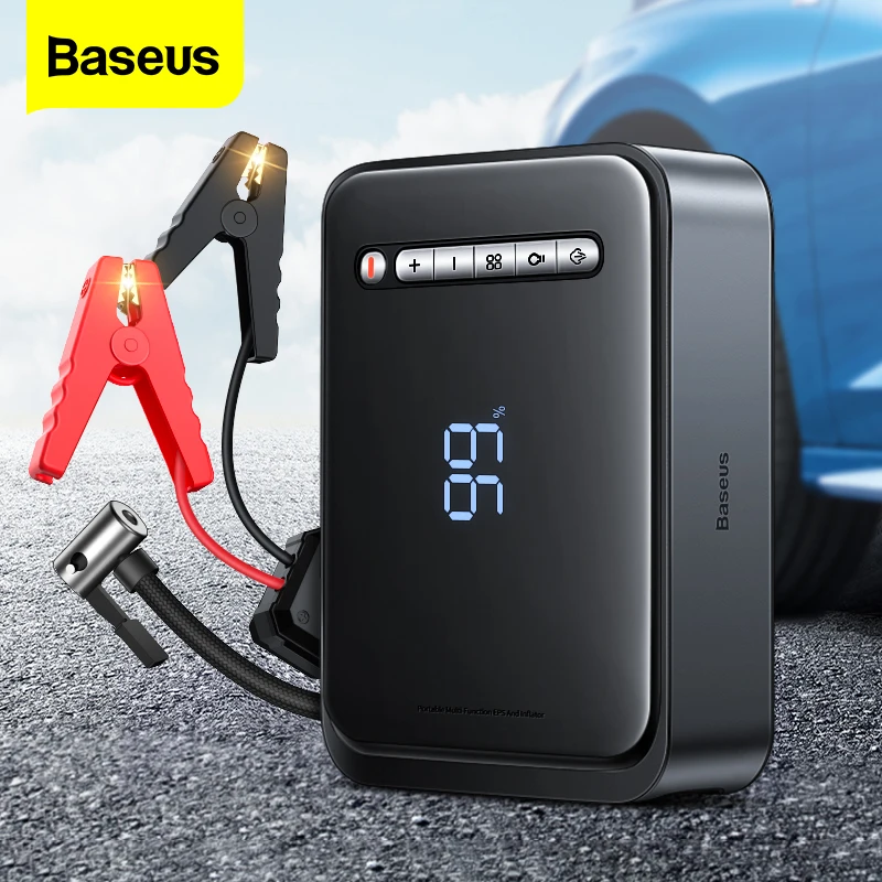 

Baseus New 2 In 1 Car Jump Starter Power Bank With Air Compressor Tire Emergency Battery Charger Car Booster Starting Device