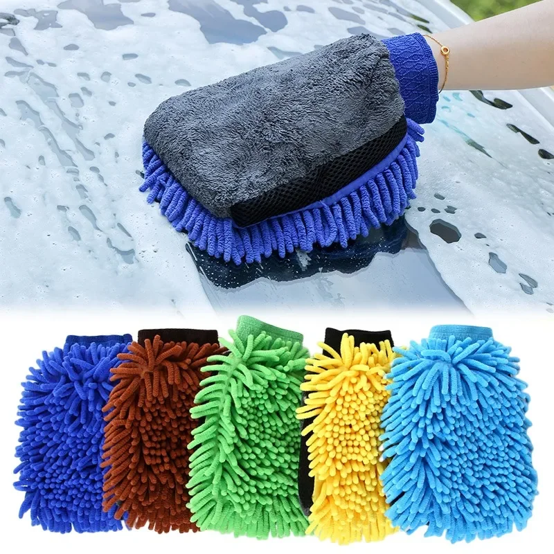 

Microfiber Car Wash Gloves Chenille Waterproof Mitt Soft Mesh Back Double-faced Glove Mitt Wax Detailing Brush Car Cleaning Tool