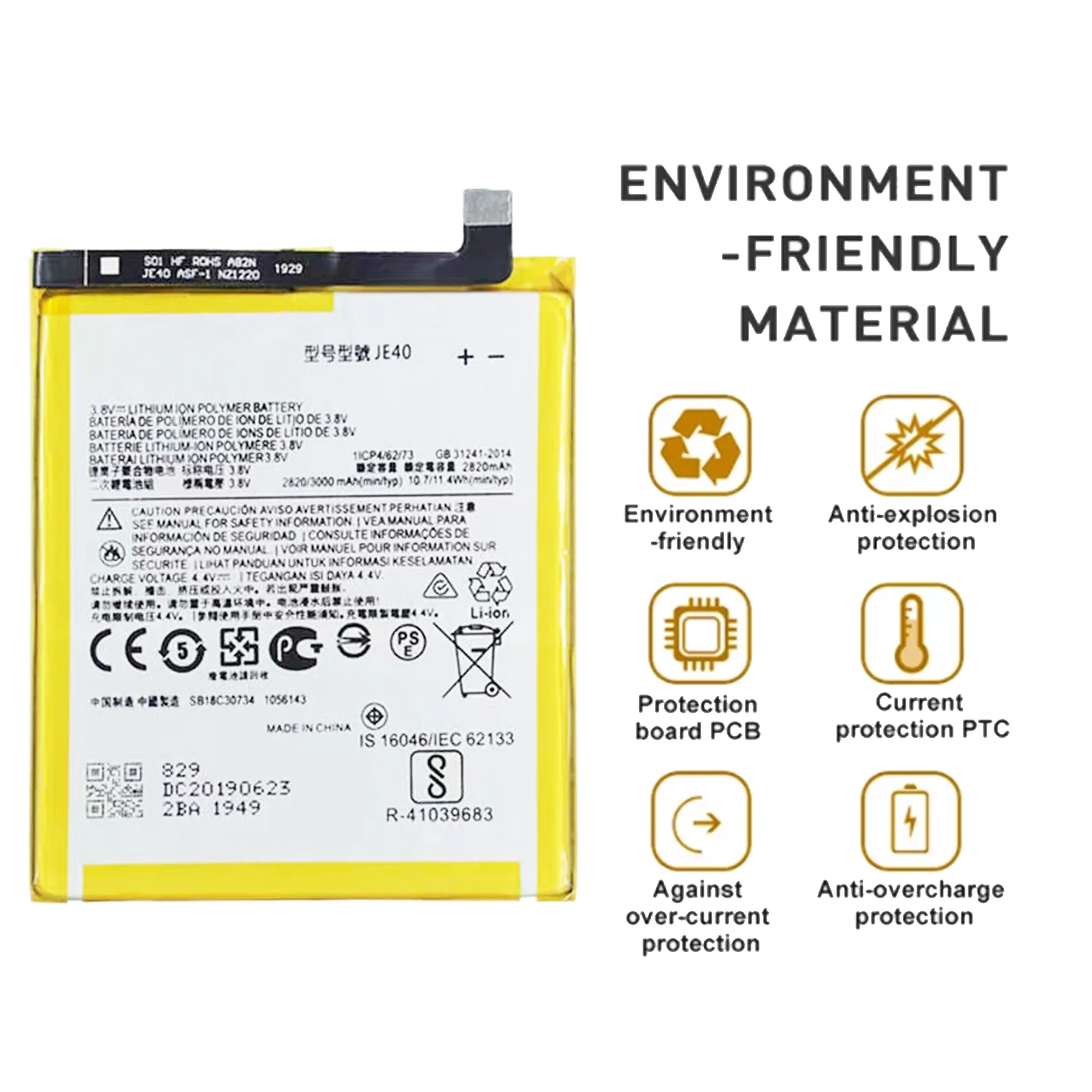 Фото Аккумулятор JE40 на 2025 года JE40 для Motorola One Moto Z3 Moto G7 Play XT1941 XT1952-1 XT1952-2 XT, аккумулятор оригинальной емкости для мобильного телефона №5