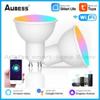 aubess gu10gu5 3 wifi smart spotlight 6w rgbwwcw tuya light bulb app remote control voice control alexa alice google home