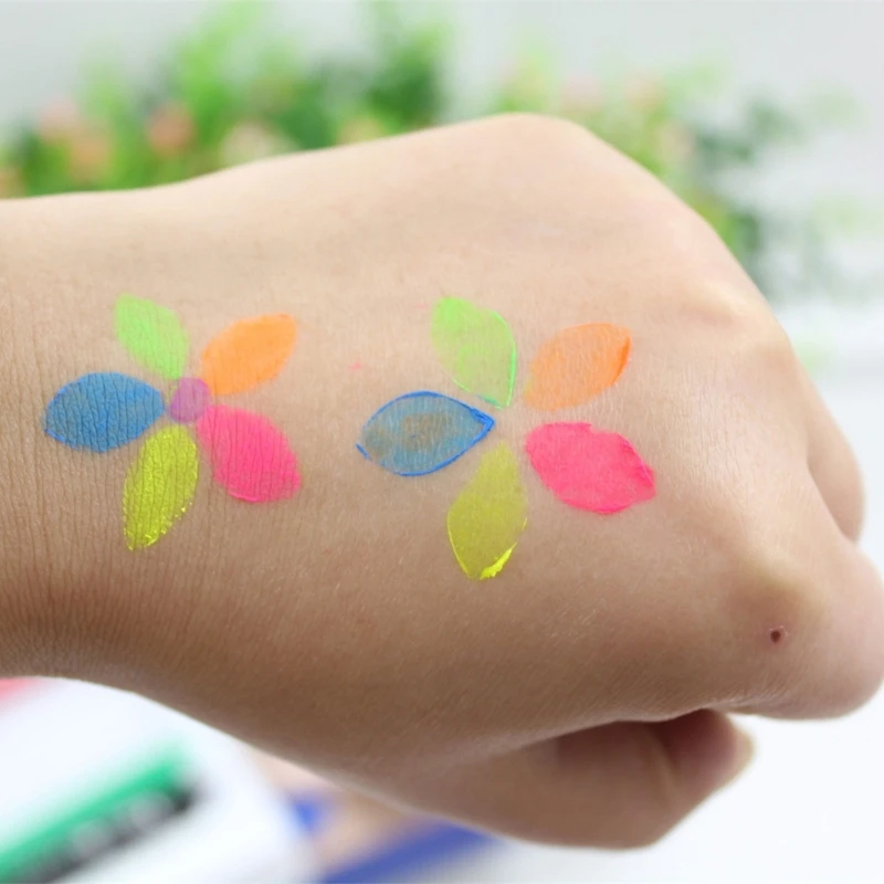 6pcs Glow in Dark Face Paint Crayons UV Black Light Makeup Neon Face and Body Paint Marker for Halloween Masquerades