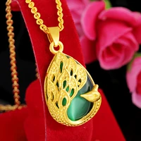 natural stone gold plated peacock pendant exquisite multi color accessories wedding brass gold women necklace jewelry wholesale