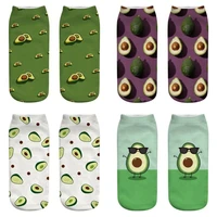 avocado printing low cute socks summer short tube womens cotton boat socks 3d printing ab side girls socks unisex breathable