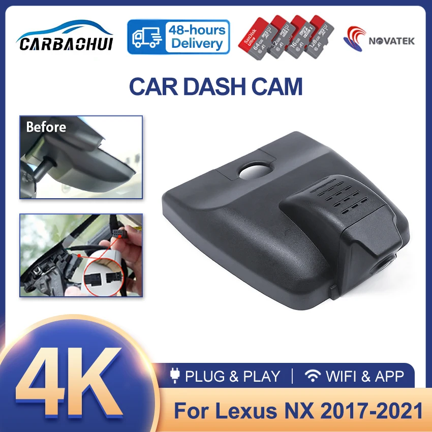 4K Car DVR Video Recorder Plug and Play Dash Cam Camera HD Night vision High quality For Lexus NX 2017-2021,Wireless DashCam