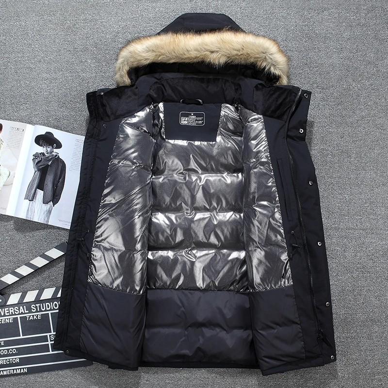 -40 Degrees White Duck Down Jacket Men Thick Winter 2020 NEW Big Fur Collar Warm Parka Waterproof Windproof Top Quality 2022 New