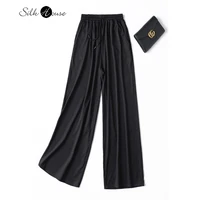 20mm small heavy silk elastic double qiao elastic waist mulberry silk wide leg pants 2022 womens fashion office silk pants