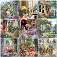 sdoyuno interior painting by numbers kill time decorative paintings flowers scenery diy drawing by numbers wall art home decor