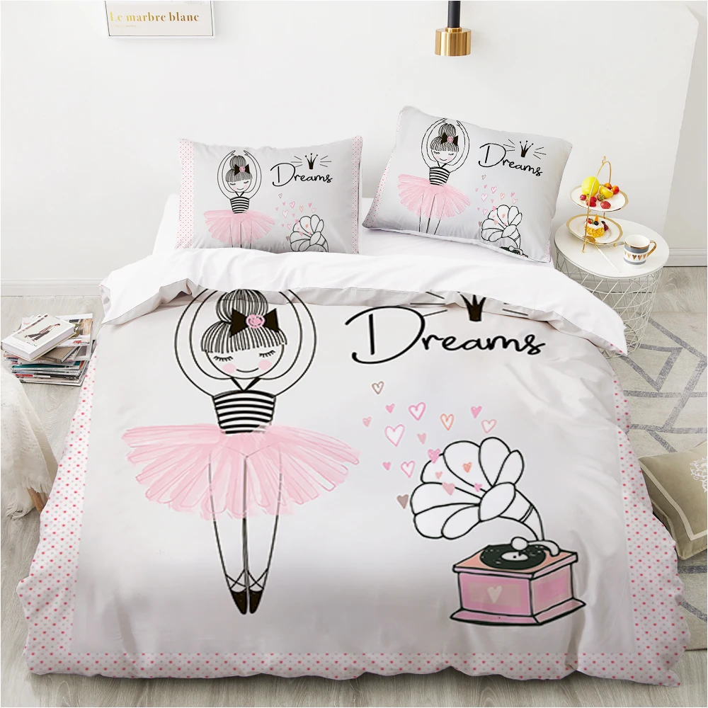 

Girl Bedding Duvet Cover Dancing Girl Little Princess Quilt Cover and Pillowcase Comforter Bedding Sets Bedding