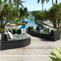 7 piece outdoor wicker sofa set rattan imperial concubine leisure sofa with green striped cushion for conversation sofa