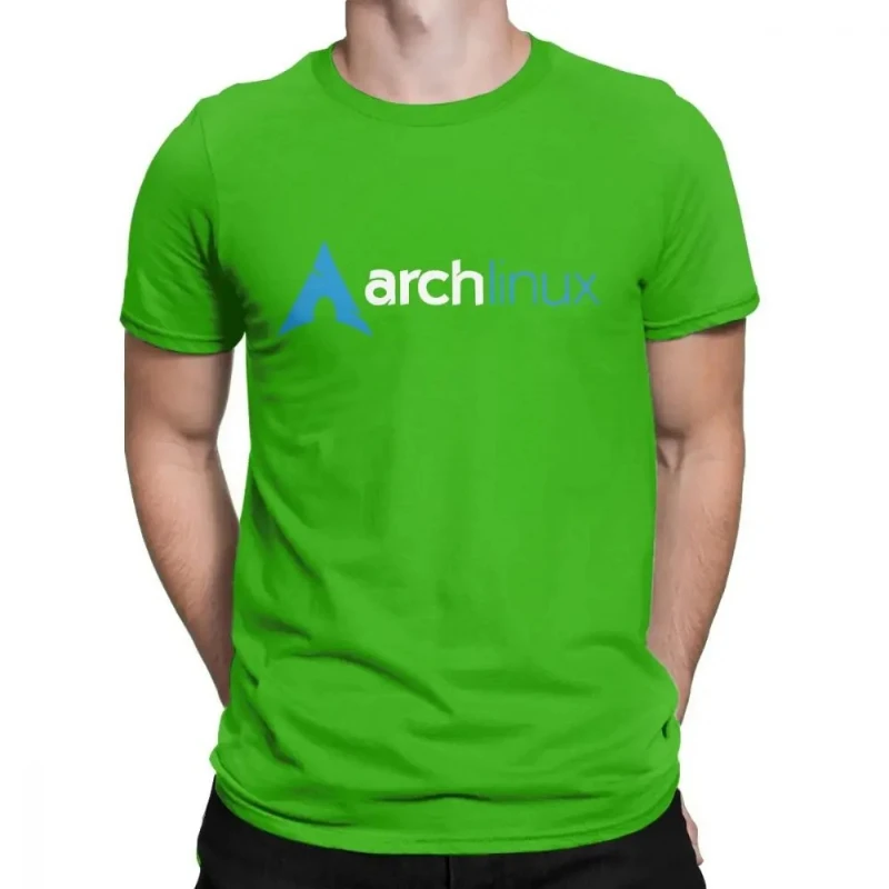 Фото Классическая футболка с принтом Arch Linux для мужчин, приталенная, с коротким рукавом, круглым вырезом, из чистого хлопка, европейский стиль №3