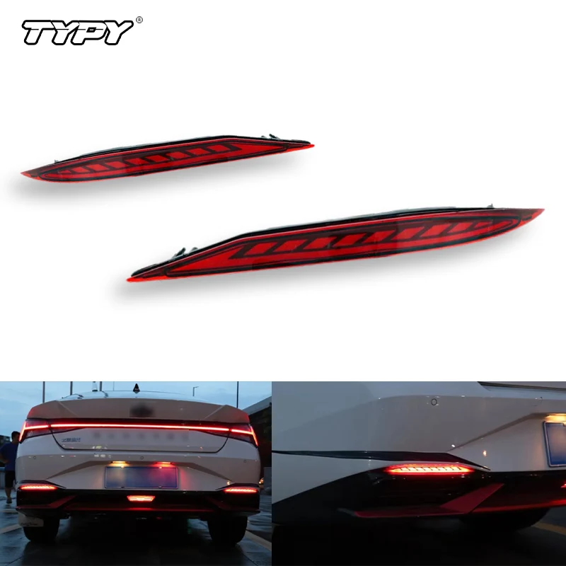 TYPY 2 шт. отражатель заднего бампера стоп-сигнал для Hyundai Elantra 2021 2022 красные линзы