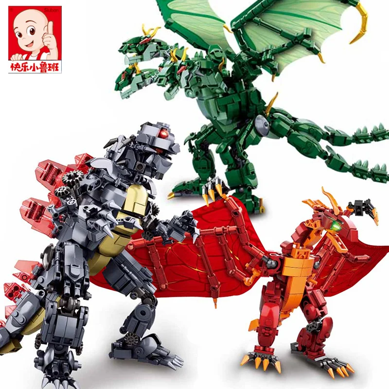 Sluban Creative Anime Figures Godzilla Ghidorah Rodaned Building Block King Of The Monstersed Model Bricks Toys for Boys Gifts images - 6