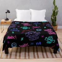 Boho Bedding White Polyester Blanket Kawaii Blanket High Quality Super Thick Warm Arcane Graffiti Sticker Throw Blankets
