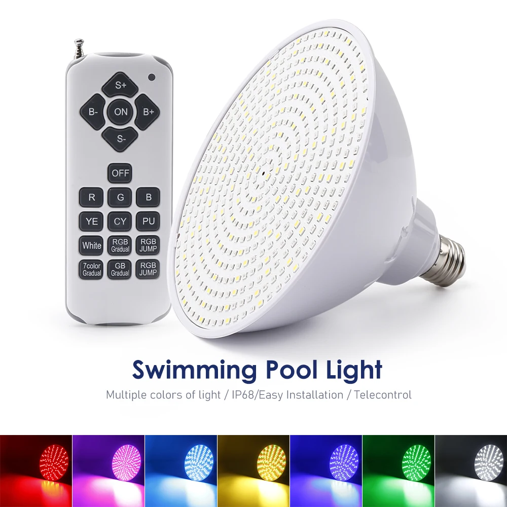 468 LED Underwater Light 45W Swimming Pool Light 7 Colors RGB  With Remote Control  LED Waterproo Festival Ambient  Garden Decor