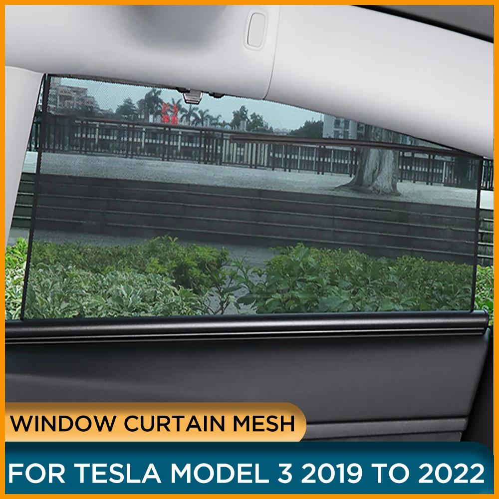 

Rear Side Window Sunshade Curtain For Tesla Model 3 2022 2021 Lifting Car Window Shade Mesh Visor For Tesla Model 3 2019 2020