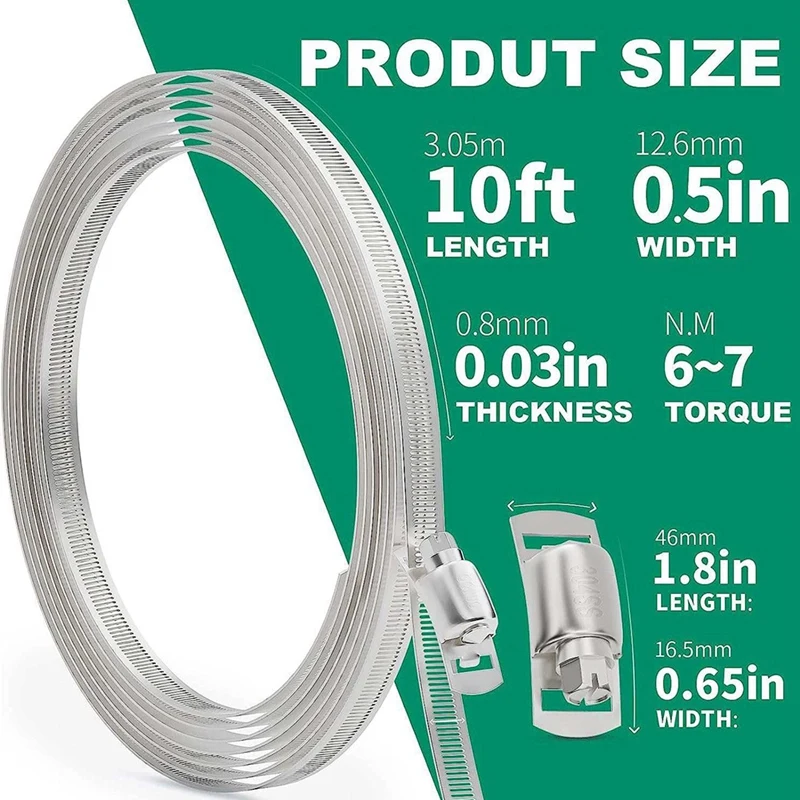 Зажим для шланга из нержавеющей стали 10 футов