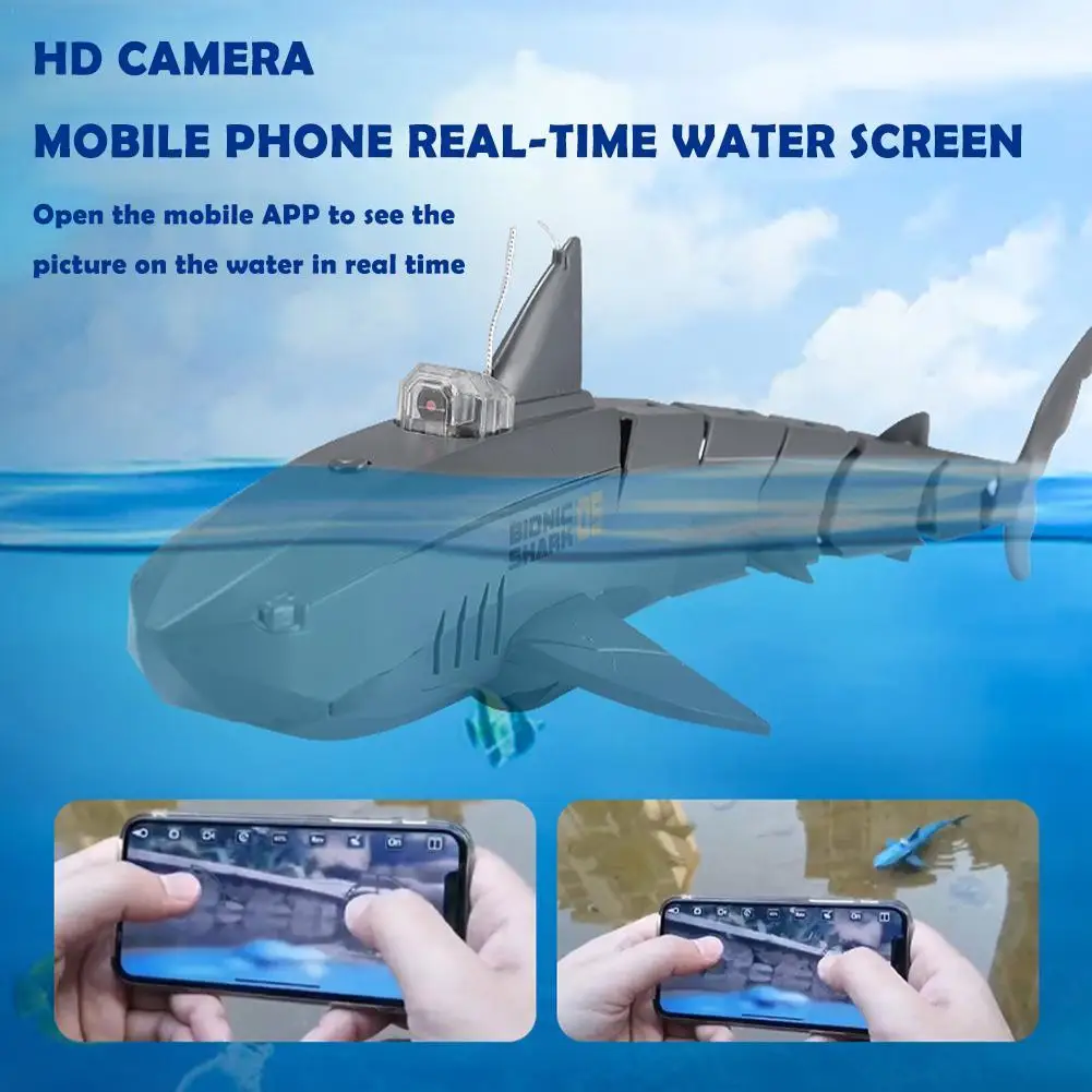 

RC Submarine With 480P Camera Underwater Boat Toy Remote Control Shark Animal Robots On Radio Controlled Boats Toys For Children